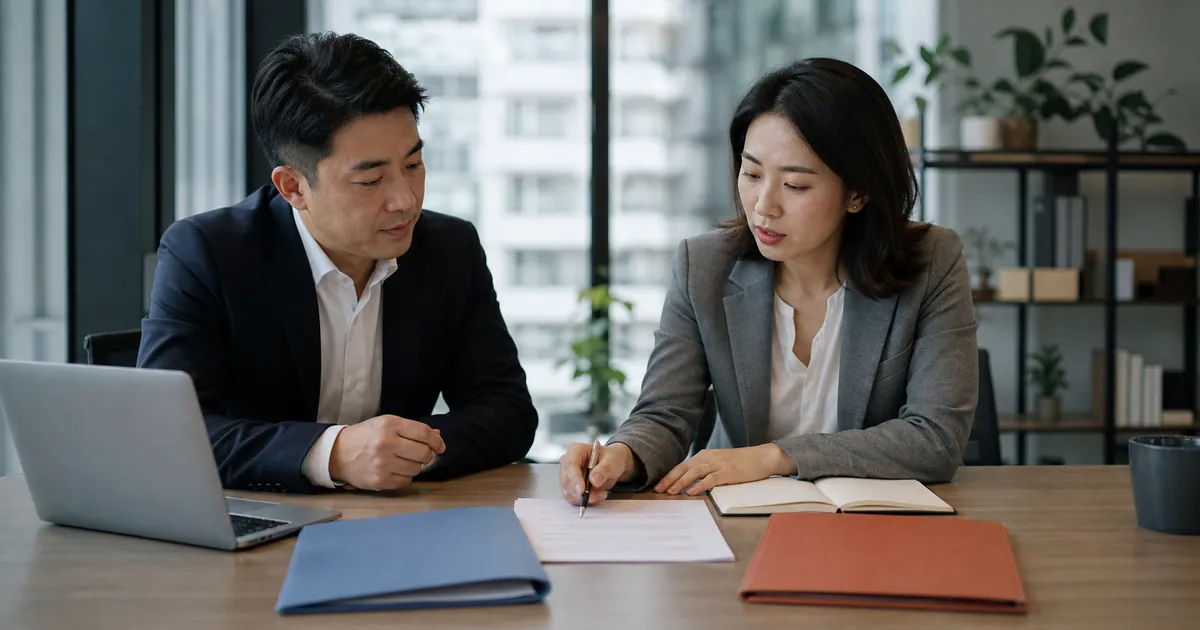 HR and finance professionals comparing two China employment service models around an employment agreement